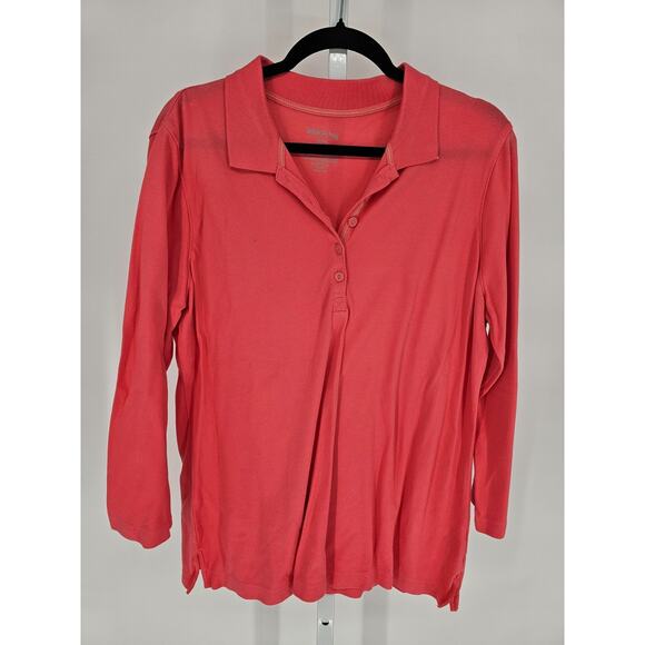 White Stag Tops - White Stag Womens Sz XL Long Sleeve Polo Collared Shirt Pink Cotton Blend